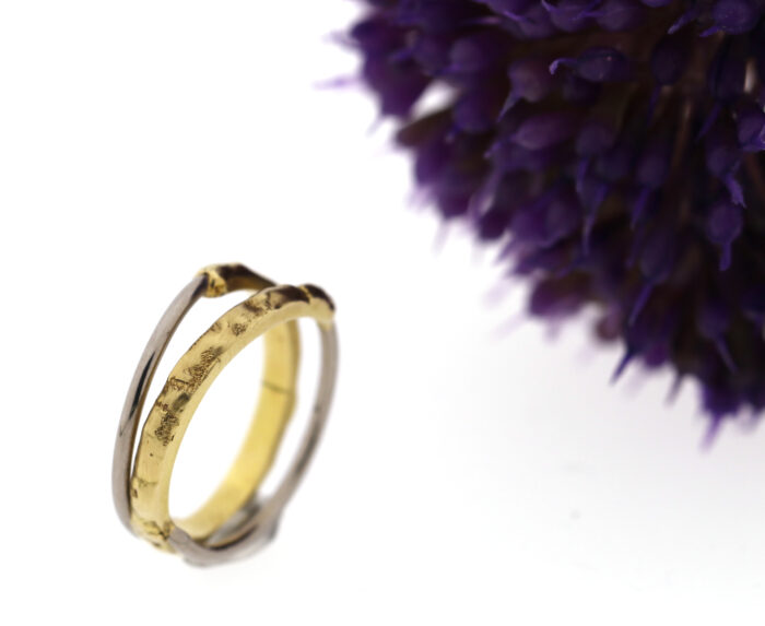 Geelgouden ring met palladium